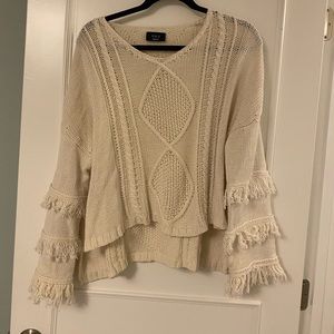 Vici sweater with tiered sleeve! Lower in the back